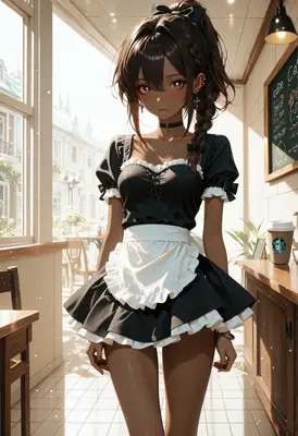 Charming Maid in a Cozy Cafe
