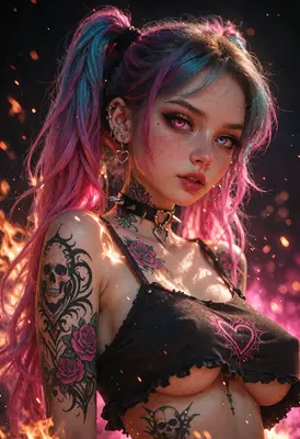 Punk Girl with Pink Twin Tails