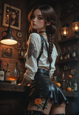 Tattooed Beauty at the Tavern Bar