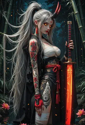 Oni Warrior with Glowing Blade