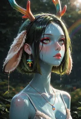 Ethereal Rain Deer Spirit Portrait