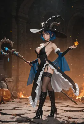 Mystical Sorceress in Enchanted Dungeon