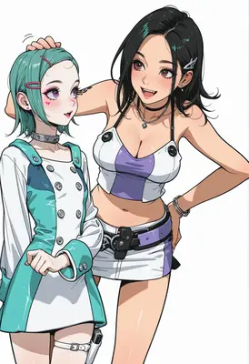 Friendly Duo in Stylish Modern Outfits