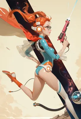 Futuristic Space Heroine in Action
