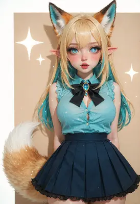 Charming Fox Girl with Sparkling Eyes