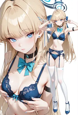 Blonde Angel in Blue Lingerie