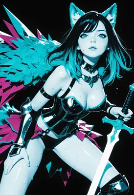 Cybernetic Cat Girl Warrior