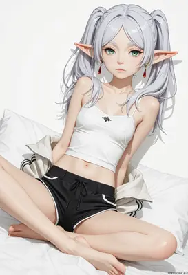 Elf Girl Resting on White Bedding