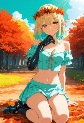 Cyborg Elf in Autumn Forest
