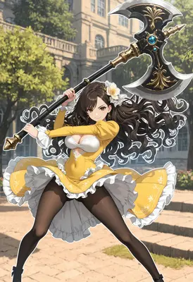 Elegant Warrior With A Massive Battleaxe