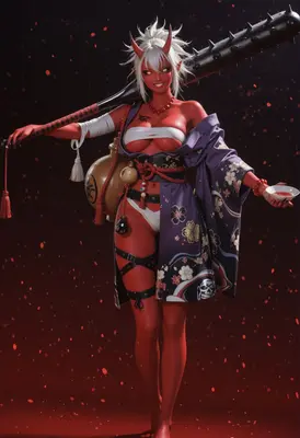 Red Oni Warrior with Spiked Club