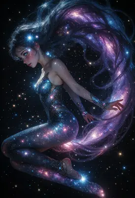 Celestial Being Drifting Through Starlight
