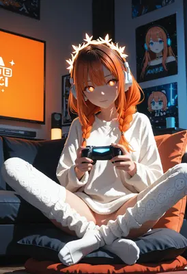 Gamer Girl With Glowing Eyes