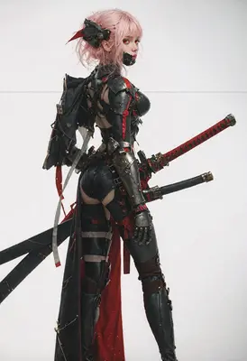 Cybernetic Warrior with Dual Katanas