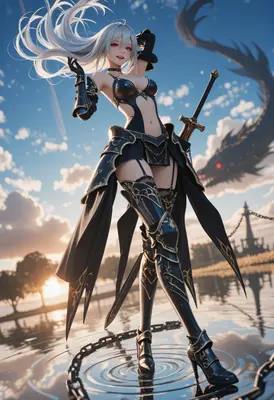 Silver Haired Warrior at Sunset