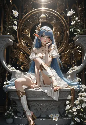 Ethereal Elf Queen on Golden Throne