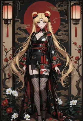 Elegant Sailor Moon in Traditional Attire