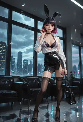 Wet City Bunny Girl Portrait