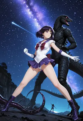Sailor Saturn and the Kaiju Guardian