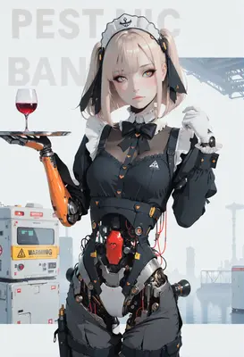 Cyborg Maid Serving Fine Wine