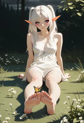 Elf Girl Resting in a Meadow