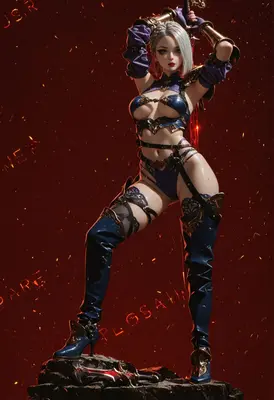 Silver Haired Warrior in Crimson Glow