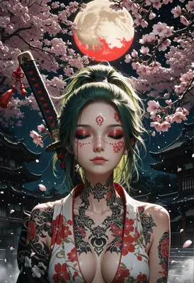 Serene Samurai Under The Crimson Moon