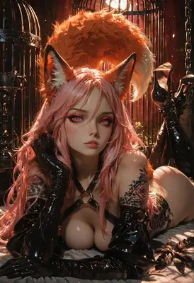 Enigmatic Fox Girl in Latex
