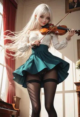 Elegant Violinist in a Sunlit Room