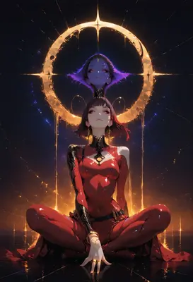 Celestial Meditation in Crimson Light