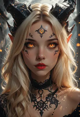 Ethereal Demon Queen with Glowing Eyes