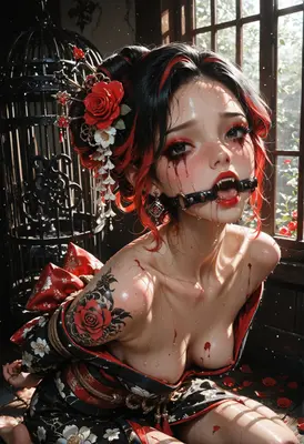 Captive Rose in a Darkened Cage