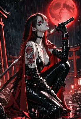 Crimson Moonlight Samurai Assassin