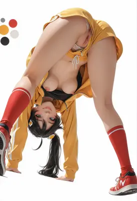 Athletic Girl In Upside Down Pose