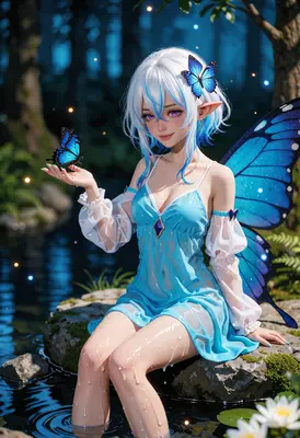 Enchanted Butterfly Fairy by the Pond