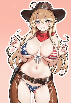 American Flag Cowgirl Pinup