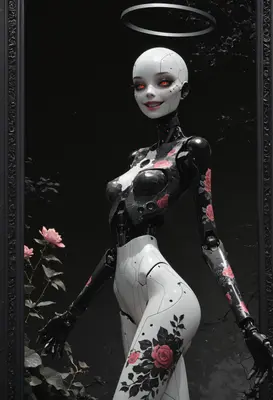 Floral Android in a Dark Frame