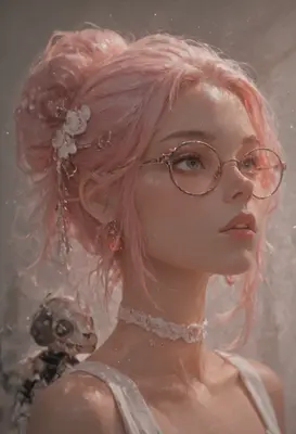 Ethereal Girl with Pink Hair