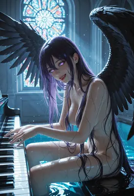Fallen Angel Playing the Piano
