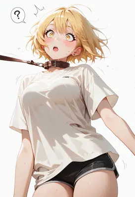 Confused Girl With A Leather Collar