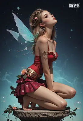 Ethereal Fairy Resting Under Starlit Skies