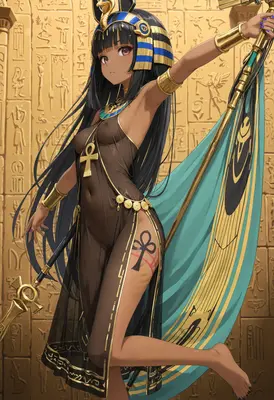 Divine Egyptian Priestess in Golden Temple