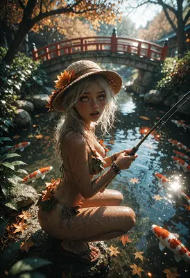 Autumn Nymph Fishing by the Bridge