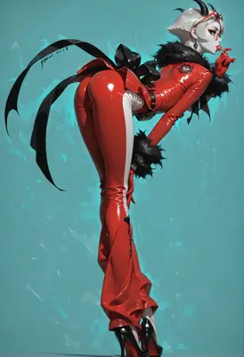 Stylish Demon Girl in Red Latex