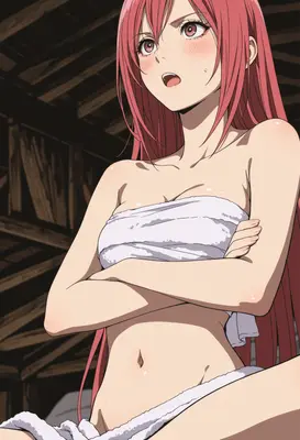 Flustered Redhead Wrapped in Towel