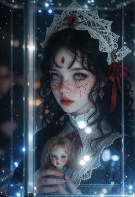 Porcelain Doll Behind Glass Display