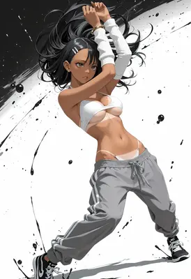 Dynamic Tan Girl in Athletic Wear