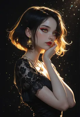 Golden Gaze in Midnight Lace