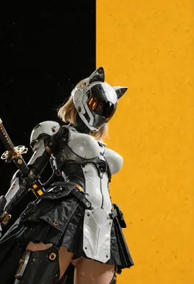 Cybernetic Cat Samurai Warrior