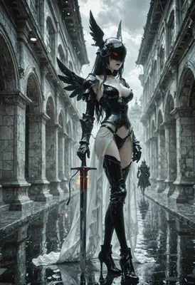 Dark Valkyrie in the Rain